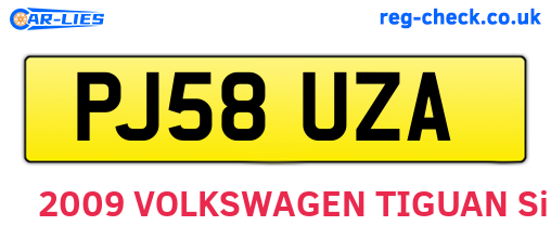 PJ58UZA are the vehicle registration plates.