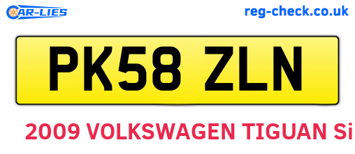 PK58ZLN are the vehicle registration plates.