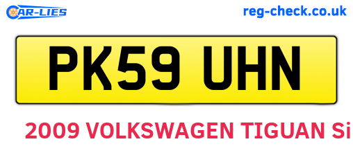 PK59UHN are the vehicle registration plates.