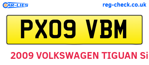 PX09VBM are the vehicle registration plates.