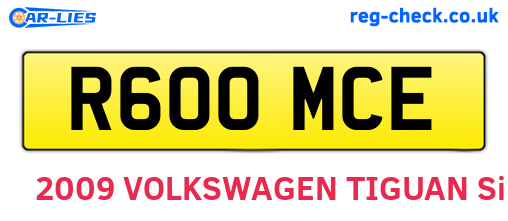R600MCE are the vehicle registration plates.