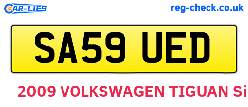 SA59UED are the vehicle registration plates.