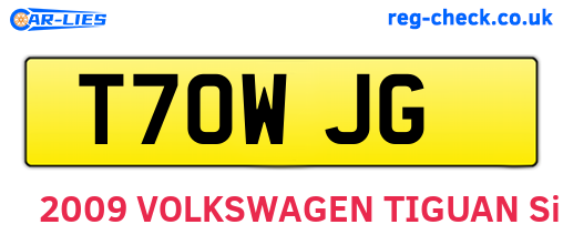 T70WJG are the vehicle registration plates.