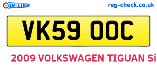 VK59OOC are the vehicle registration plates.