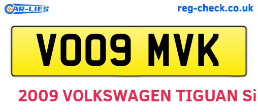 VO09MVK are the vehicle registration plates.