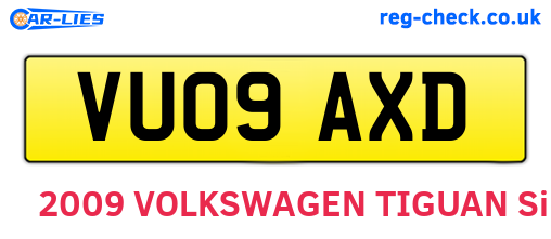 VU09AXD are the vehicle registration plates.