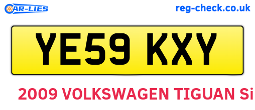 YE59KXY are the vehicle registration plates.