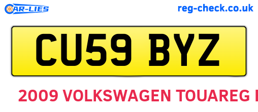CU59BYZ are the vehicle registration plates.