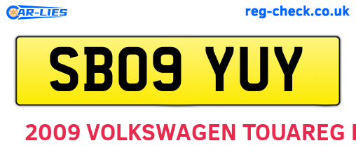 SB09YUY are the vehicle registration plates.