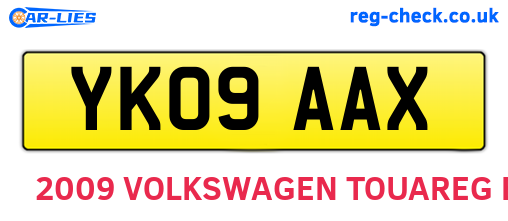 YK09AAX are the vehicle registration plates.