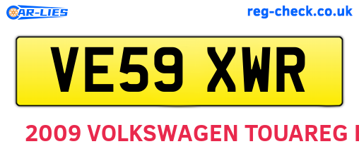 VE59XWR are the vehicle registration plates.