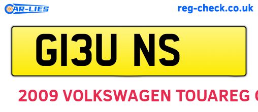G13UNS are the vehicle registration plates.