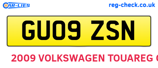 GU09ZSN are the vehicle registration plates.