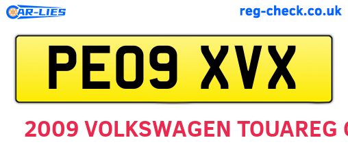 PE09XVX are the vehicle registration plates.