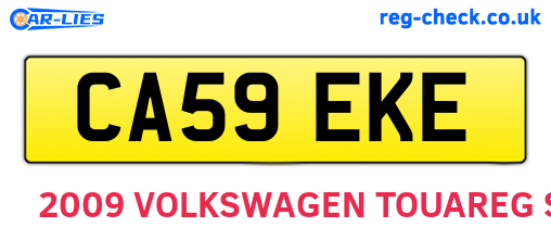 CA59EKE are the vehicle registration plates.