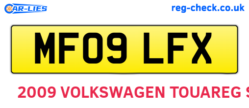 MF09LFX are the vehicle registration plates.