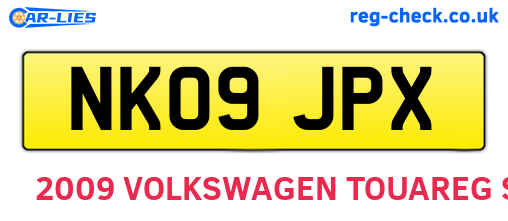 NK09JPX are the vehicle registration plates.