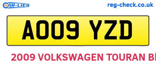 AO09YZD are the vehicle registration plates.