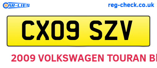 CX09SZV are the vehicle registration plates.