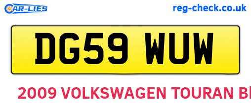 DG59WUW are the vehicle registration plates.