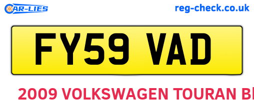 FY59VAD are the vehicle registration plates.
