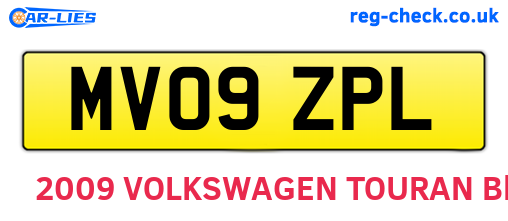 MV09ZPL are the vehicle registration plates.