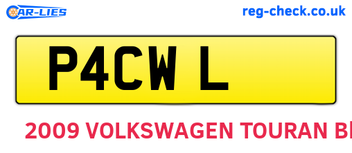 P4CWL are the vehicle registration plates.