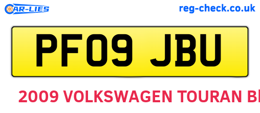 PF09JBU are the vehicle registration plates.