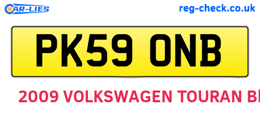 PK59ONB are the vehicle registration plates.