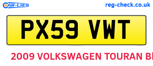 PX59VWT are the vehicle registration plates.