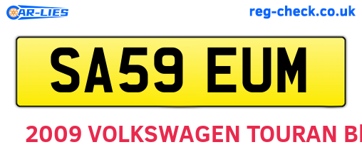 SA59EUM are the vehicle registration plates.