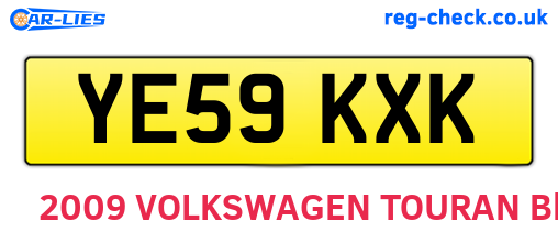 YE59KXK are the vehicle registration plates.