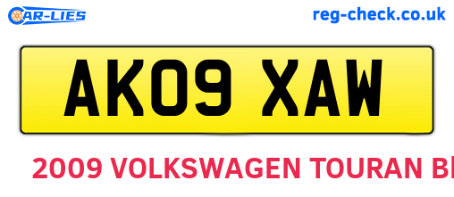AK09XAW are the vehicle registration plates.