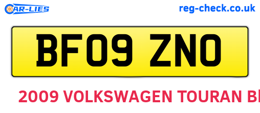 BF09ZNO are the vehicle registration plates.