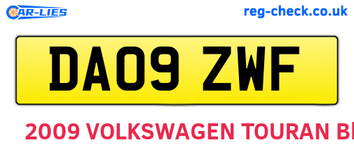 DA09ZWF are the vehicle registration plates.