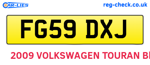 FG59DXJ are the vehicle registration plates.
