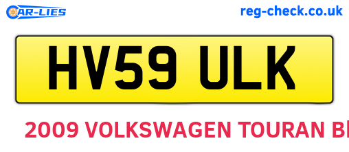 HV59ULK are the vehicle registration plates.