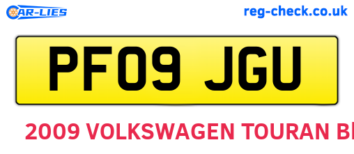 PF09JGU are the vehicle registration plates.