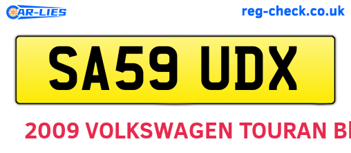SA59UDX are the vehicle registration plates.