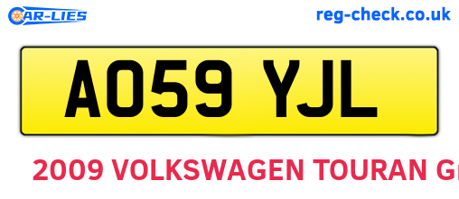 AO59YJL are the vehicle registration plates.