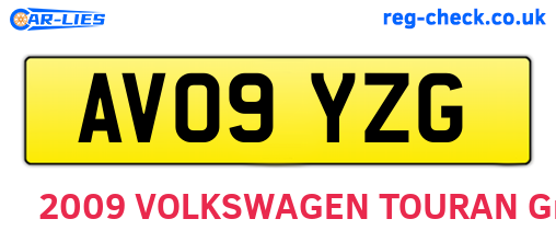 AV09YZG are the vehicle registration plates.