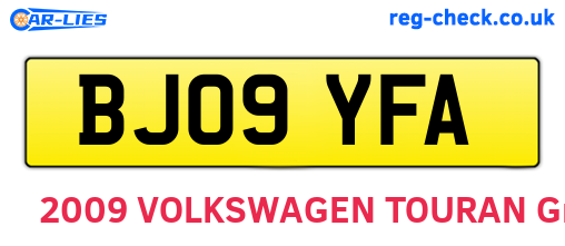 BJ09YFA are the vehicle registration plates.