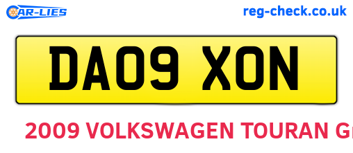 DA09XON are the vehicle registration plates.
