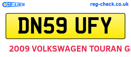 DN59UFY are the vehicle registration plates.