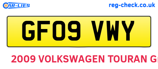 GF09VWY are the vehicle registration plates.
