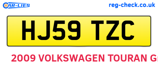 HJ59TZC are the vehicle registration plates.