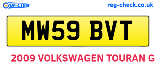 MW59BVT are the vehicle registration plates.