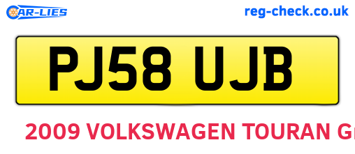 PJ58UJB are the vehicle registration plates.