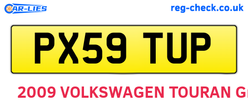 PX59TUP are the vehicle registration plates.