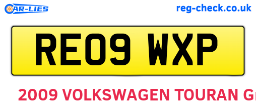 RE09WXP are the vehicle registration plates.